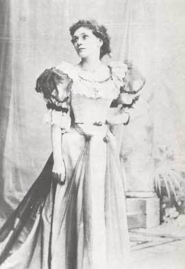 Florence Emery Farr in 1890 at the Folly Theater, London. Black white picture. Full size. 