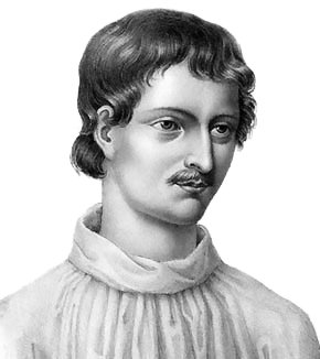 Giordano Bruno - Modern copy of the portrait from "Livre du recteur" 