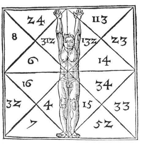 The proportions of the body of man and numerological relations after Agrippa von Nettesheim