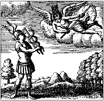 "God Mercury of the Pagans", engraving from the Book of Hieroglyphic Figures by Nicolas Flamel. 