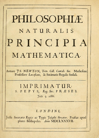 The title page of the »Principia«, first edition (1686/1687) by Sir Isaac Newton