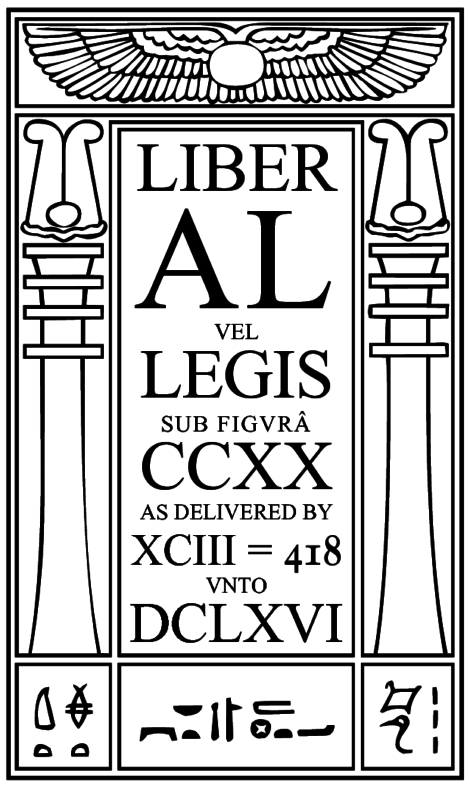 Cover page of the liber al vel legis - black white