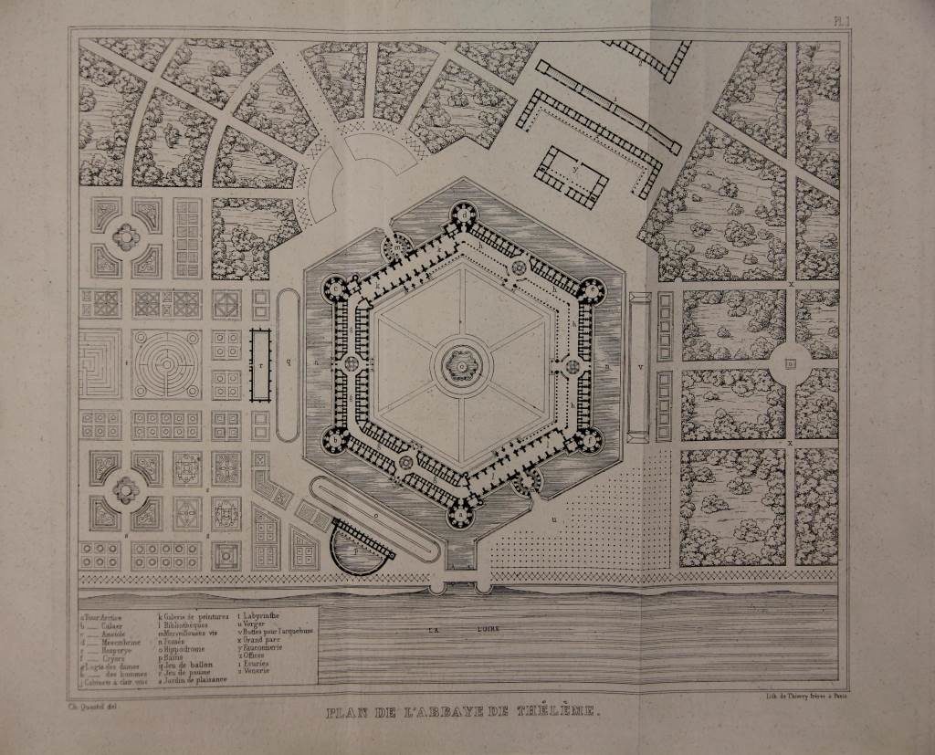 Floor plan for »Abbey of Theleme« by Charles Lenormant in 1840. 