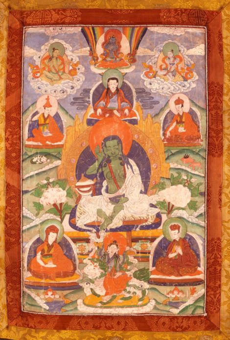 Tangka with Tibetean Yogi Milarepa - Green Body