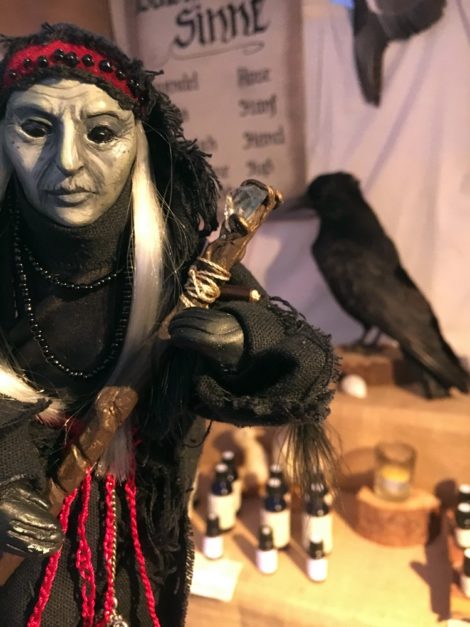 Witch Nettle with Raven and essential oils in her shop - Witchdoll Nettle , the symbol of Nettles Garden 